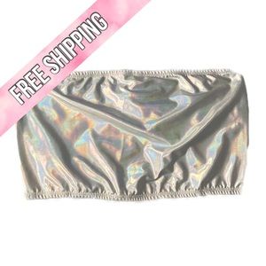 NWOT Wild Fable elastic bandeau tube top - metallic iridescent silver